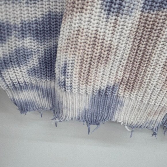 Jessica Simpson Distressed Tie-Dye Pullover Sweater Cropped Frayed Hem Size S - Picture 7 of 16